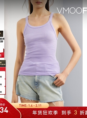 【折扣】Re Done 女士紫色弹力紧身针织坦克背心