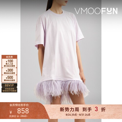【折扣】Marques' Almeida夏季女鸵鸟毛装饰连衣裙