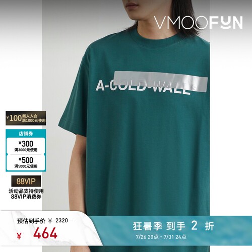 【夏季特惠】A COLD WALL 春夏男宽松品牌标志印花T恤
