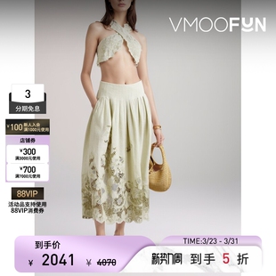 CULT 上衣 GAIA春夏女士网布边饰刺绣亚麻短款