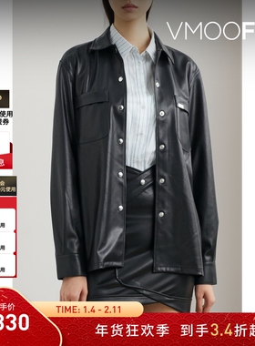 【折扣】RtA女士随性自由宽松黑色皮革夹克