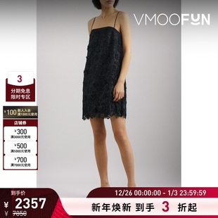 早春女凸纹蕾丝迷你吊带连衣裙小黑裙 Zimmermann 折扣