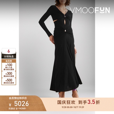 【折扣】Paco  Rabanne 女弹力法式长袖连衣裙小黑裙