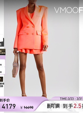 【季末折扣】Alex Perry 秋冬女双排扣缎面绉纱西装外套