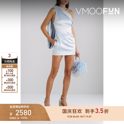 【折扣】16ARLINGTON 女单肩垂坠缎面连衣裙