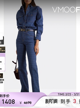 Victoria Beckham 女印花棉质高腰直筒修身牛仔裤