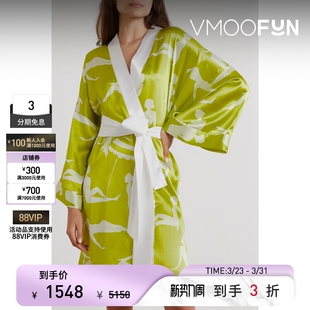 春夏女印花丝缎睡袍 Halle Olivia von