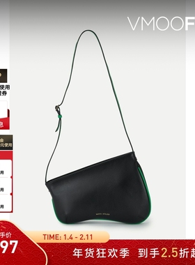 【折扣】MANU Atelier 女撞色边饰弧形包底皮革单肩包