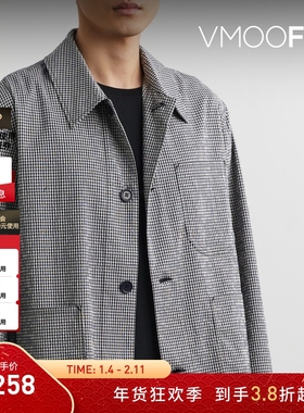 【折扣】YMC 男秋冬宽松格纹棉质混纺夹克