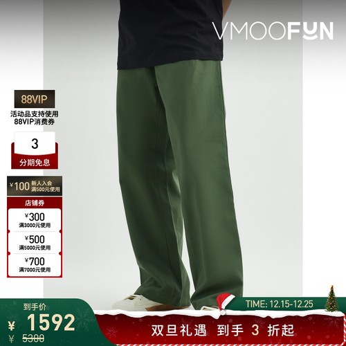 【折扣】Raf Simons 男绿色锥形中腰贴花牛仔裤休闲裤