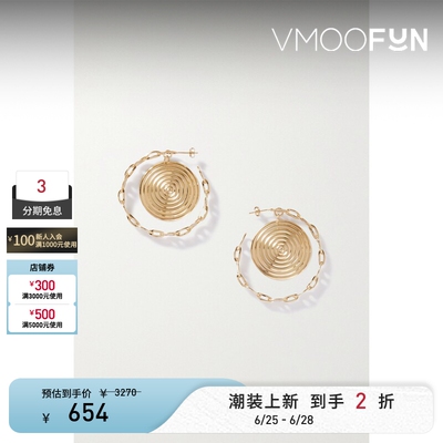 【礼物】Paco  Rabanne 女金色链环圆形耳环