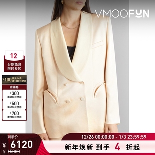 女双排扣缎面绉纱西装 Milano Blaze 外套 折扣