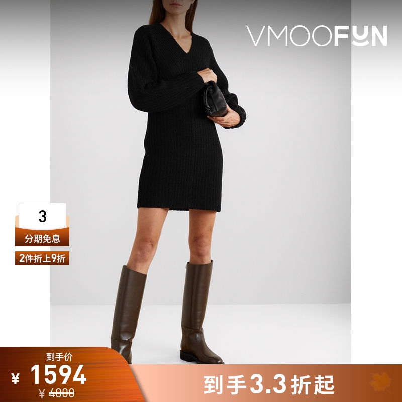 【折扣】THEORY女士罗纹羊毛羊绒混纺迷你连衣裙