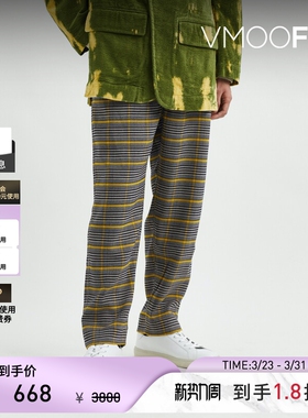 PRONOUNCE 春夏男直筒格纹混纺休闲裤