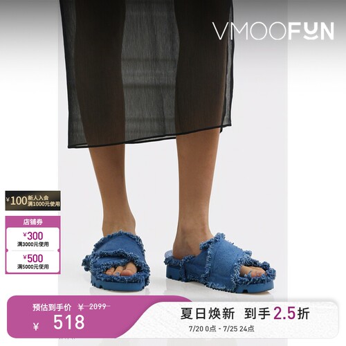 CAMPERLAB 春夏女毛边棉质帆布拖鞋