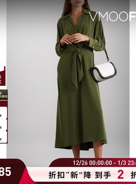 【折扣】VINCE 女弹力衬衫式V领连衣裙