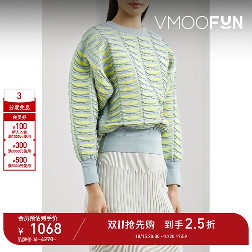 【D11抢先购】CFCL 秋冬女挖剪针织圆领毛衣