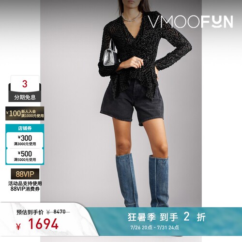 【夏季特惠】Isabel Marant 春夏女金属感烧花天鹅绒丝绒上衣