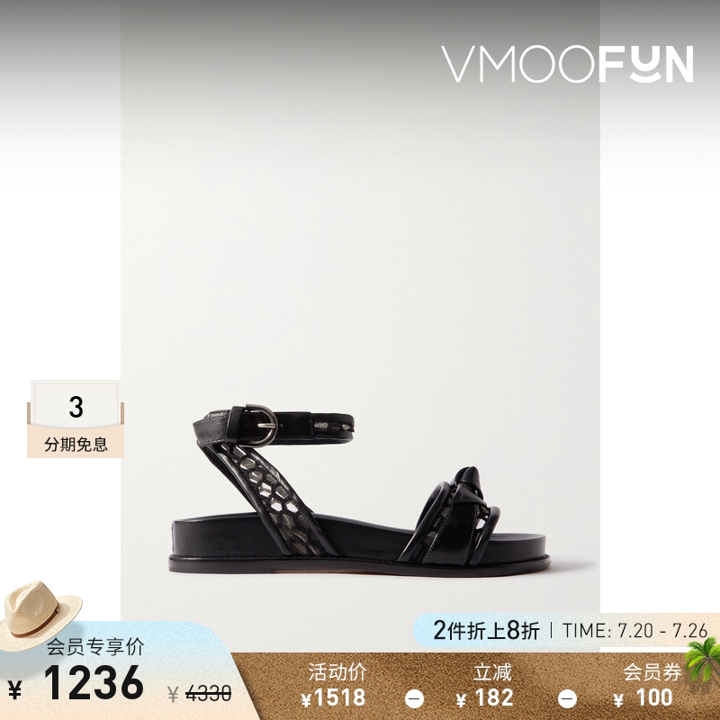 【折扣】Alexandre Birman 女蝴蝶结蕾丝边皮革凉鞋