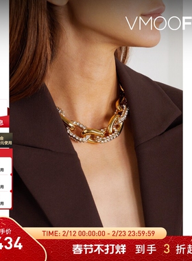 【新年礼物】Paco  Rabanne 春季女亮泽金色粗链设计项链