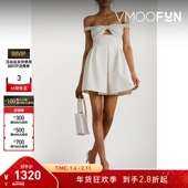 女士挖剪蝴蝶结带缀饰绉纱迷你连衣裙 Portrait 折扣 Self