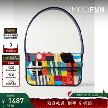 【圣诞礼物】STAUD女士珠饰人造皮革边饰缎布单肩包