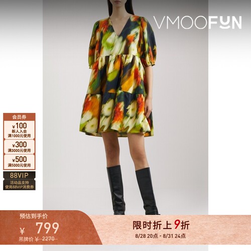 【限时折上9折】STINE GOYA春夏女士印花平纹布迷你连衣裙