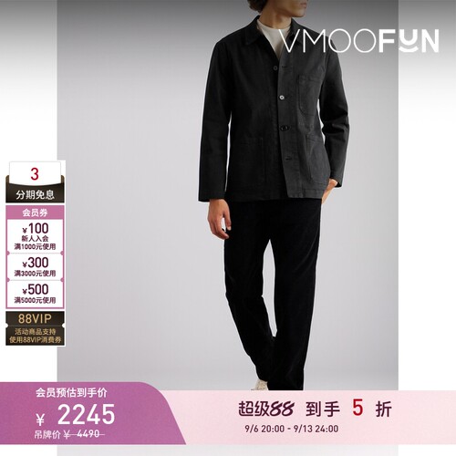 【早秋特惠】Officine Generale 男秋冬黑色休闲衬衫式夹克外套