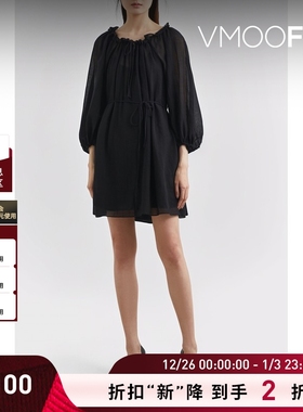 【折扣】Three Graces London 女荷叶边巴里纱连衣裙小黑裙