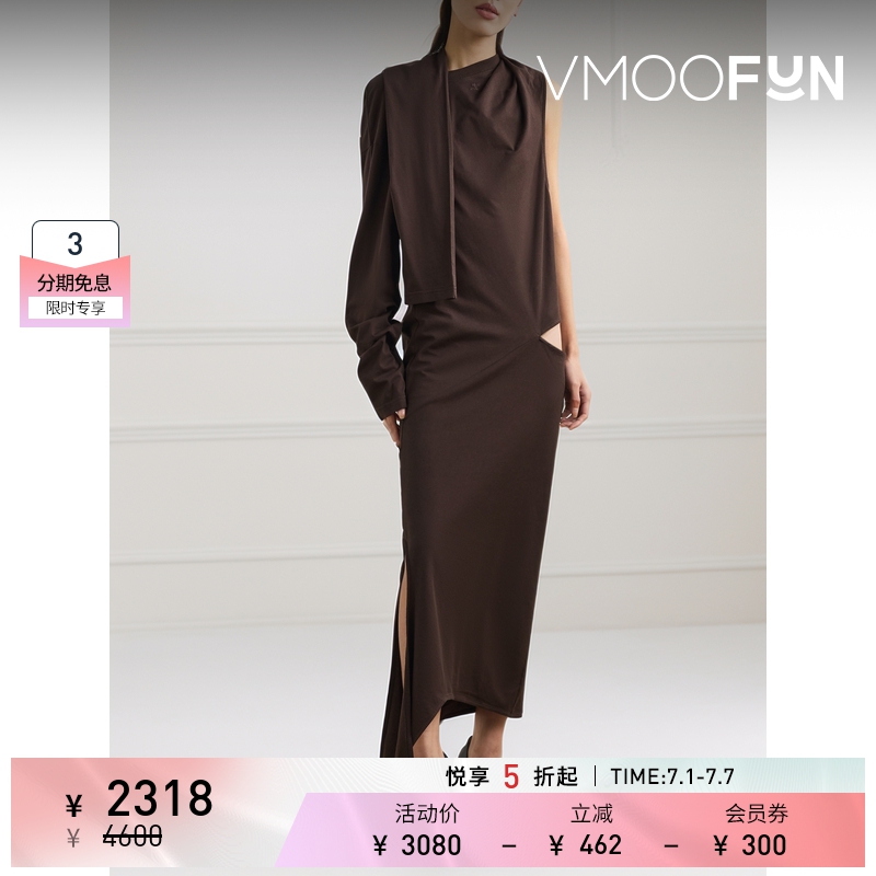 【折扣】COURRÈGES女士不对称棉质平纹布超长连衣裙