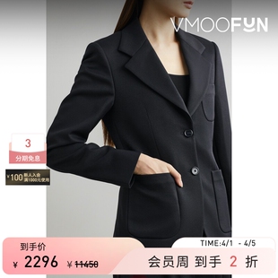 秋冬女士品牌标志贴花粒纹面料西装 外套 simons Raf 季 末折扣