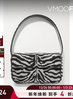 【新年礼物】[经典款]STAUD 女皮革串珠缎面单肩包腋下包