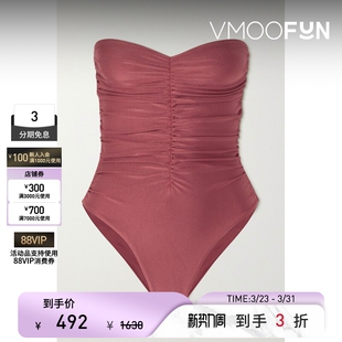 JADE 春夏女抹胸褶饰弹力塑形连体泳衣 SWIM