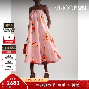 【折扣】Zimmermann 女士夏季粉色花卉印花棉质吊带长款连衣裙