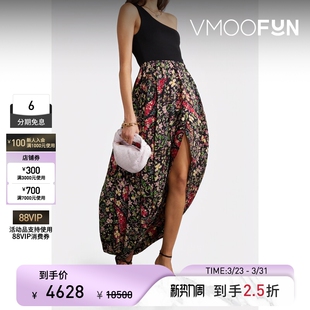 Etro夏季 女单肩花卉印花真丝连衣裙礼服裙