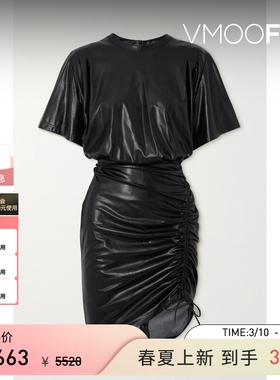 Isabel Marant Etoile 女人造皮革小黑裙连衣裙