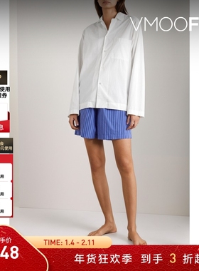 【折扣】TEKLA 女士棉质府绸白色睡衣衬衫