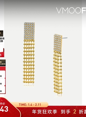 【新年礼物】CZ by Kenneth Jay Lane 女士金色黄铜镀14K金耳环