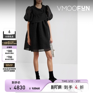 CECILIE 春夏女雪纺绸迷你小黑裙连衣裙 BAHNSEN