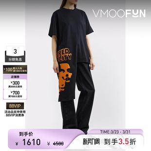 女不对称印花棉质T恤 夏季 Raf Simons