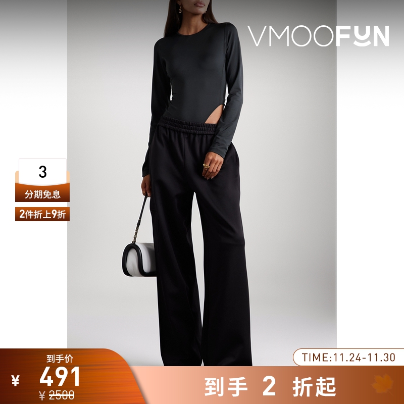 【折扣】Tibi 女解构不对称弹力黑色连体衣