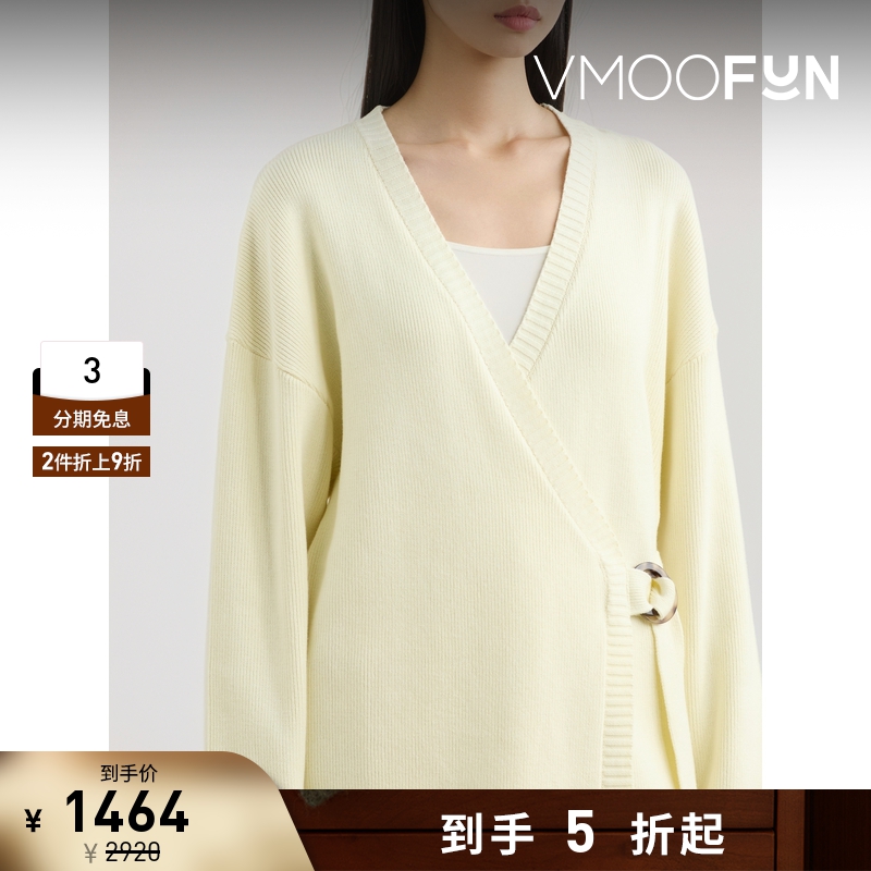 【折扣】ANNA QUAN 秋冬女罗纹棉质开襟衫针织衫毛衣