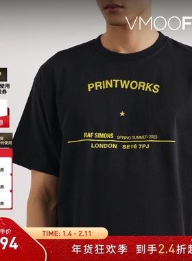【折扣】Raf Simons 夏季男品牌标志印花棉质T恤