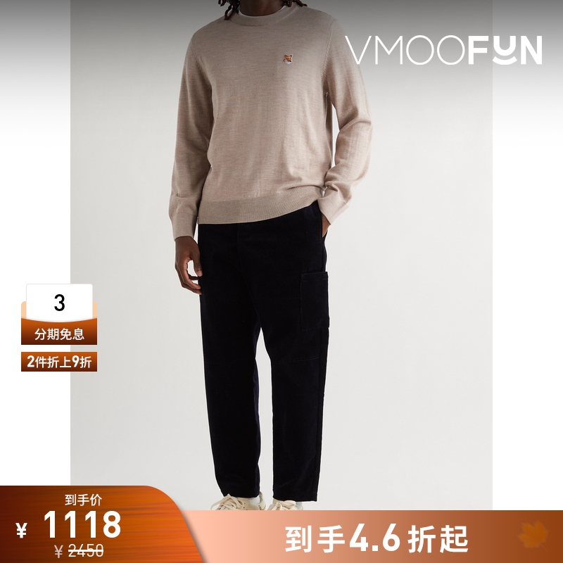 【折扣】[经典款]Maison Kitsune男品牌标志贴花绵羊毛毛衣