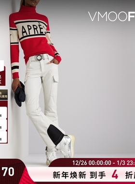 【折扣】Perfect Moment 秋冬女红色嵌花美利奴绵羊毛高领毛衣