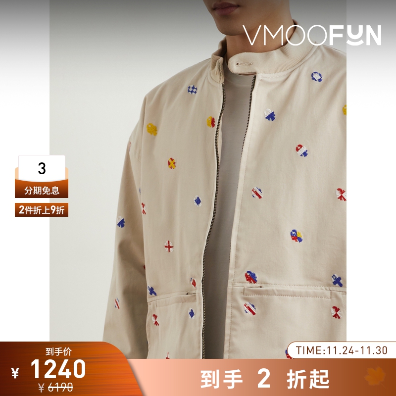 【折扣再降】Beams Plus 男宽松刺绣棉质混纺外套