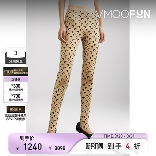 运动裤 春夏女月亮印花弹力踩脚运动紧身裤 SERRE MARINE