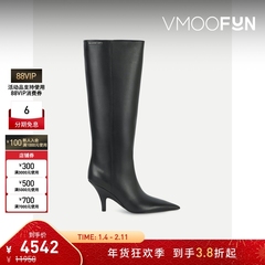 【折扣】Alexander Wang/亚历山大王 秋冬女黑色皮革及膝长靴