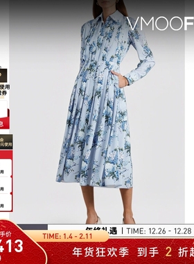 【折扣】Emilia Wickstead早秋女印花纹理乔其纱连衣裙