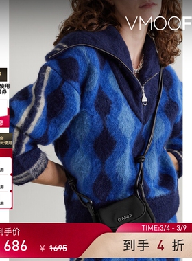 【38焕新周】GANNI 夏季女皮革边饰黑色迷你休闲单肩包